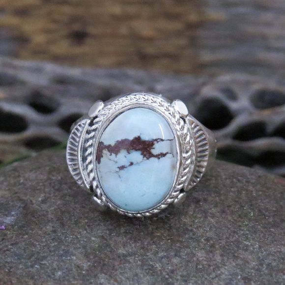 Golden Hill Turquoise Sterling Silver Ring Native American Navajo Size 10 1/2